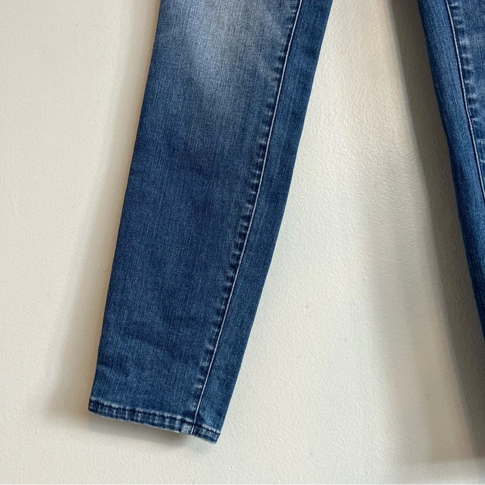 Madewell Womens Skinny Skinny Whiskering Stone Wash Jeans in Blue Size 28
